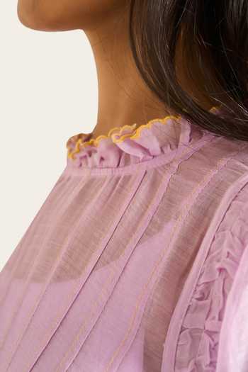 Shop Himani Punatar Purple Chanderi, Cotton High Neck Leafy Luna Patchwork Kurta And Pant Set Online at Aza Fashions Shop_Himani Punatar_Purple Chanderi, Cotton High Neck Leafy Luna Patchwork Kurta And Pant Set _Online_at_Aza_Fashions