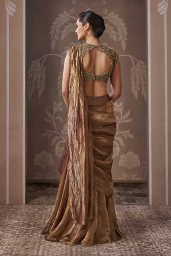 Ridhi Mehra The Antique Tissue Pre-Draped Saree With Blouse 