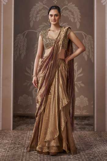 Ridhi Mehra The Antique Tissue Pre-Draped Saree With Blouse 