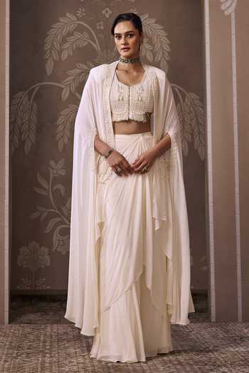 Ridhi Mehra The Realm Embroidered Cape Skirt Set 