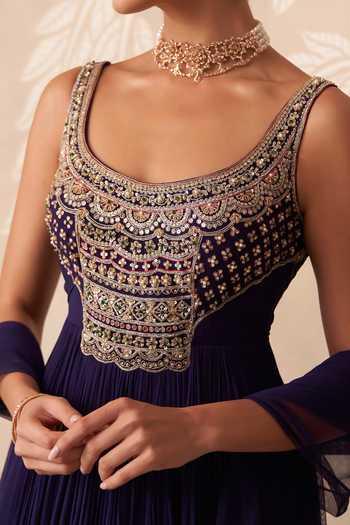 Buy Ridhi Mehra Purple Georgette, Net Scoop Neck Fasana Embroidered Anarkali With Dupatta Online at Aza Fashions Buy_Ridhi Mehra_Purple Georgette, Net Scoop Neck Fasana Embroidered Anarkali With Dupatta _Online_at_Aza_Fashions