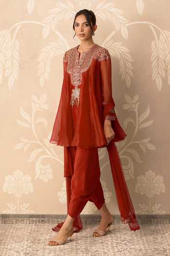 Ridhi Mehra Surkh Embroidered Kurta Salwar Set 