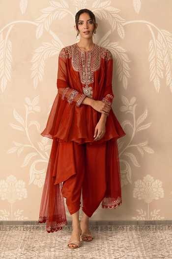 Ridhi Mehra Surkh Embroidered Kurta Salwar Set 