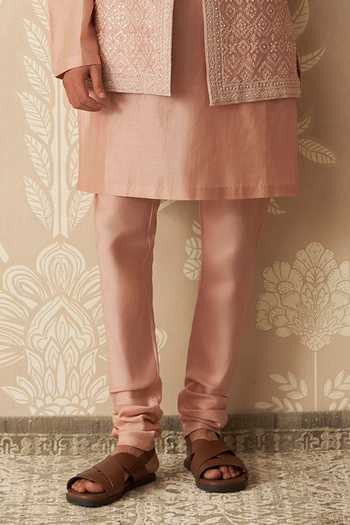 Buy_Ridhi Mehra_Pink Organza, Chanderi Embroidery, Sequins Ambar Bundi Set _Online_at_Aza_Fashions