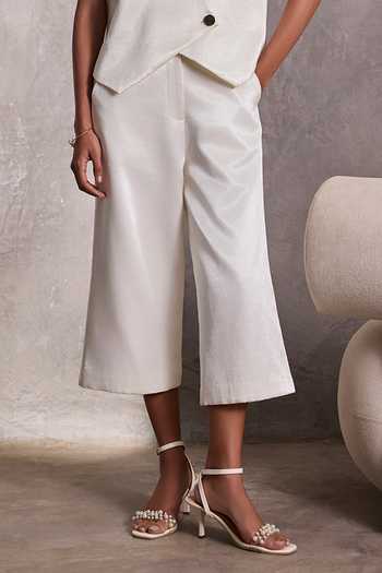 Shop_Tara And I_Ivory Silk V-neck Asymmetric Bolero Jacket _Online_at_Aza_Fashions