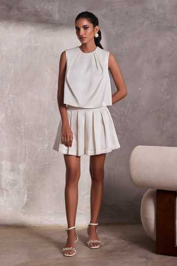 Buy_Tara And I_Ivory Silk Round Neck Gajji Sleeveless Top _Online_at_Aza_Fashions