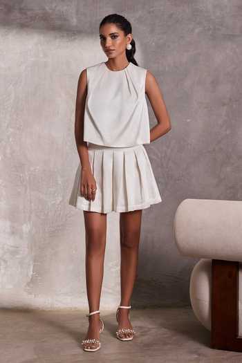 Tara And I Gajji Silk Box Pleat Short Skirt