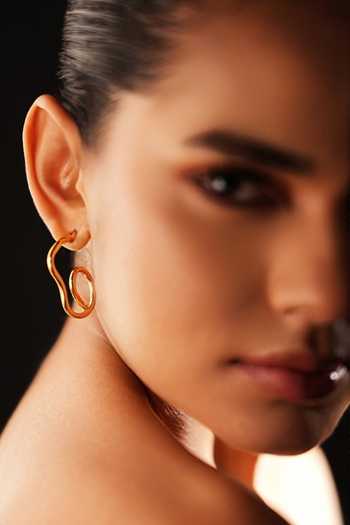 Varnika Arora_Gold Plated Small Drift Hoop Earrings _Online_at_Aza_Fashions