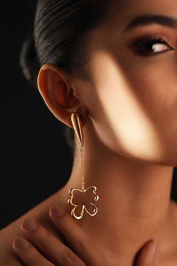 Buy_Varnika Arora_Gold Plated Liquid Morpho Drop Earrings _Online_at_Aza_Fashions
