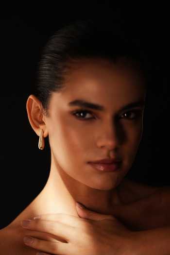 Varnika Arora_Gold Plated Still Motion Drop Earrings _Online_at_Aza_Fashions
