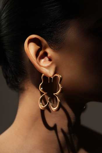 Varnika Arora_Gold Plated Gilded Flutter Hoop Earrings _Online_at_Aza_Fashions
