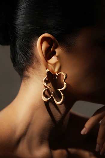 Shop_Varnika Arora_Gold Plated Gilded Flutter Hoop Earrings _Online_at_Aza_Fashions