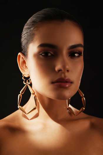 Buy_Varnika Arora_Gold Plated Pulse Hoop Dangler Earrings _Online_at_Aza_Fashions