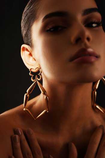 Buy_Varnika Arora_Gold Plated Pulse Hoop Dangler Earrings 