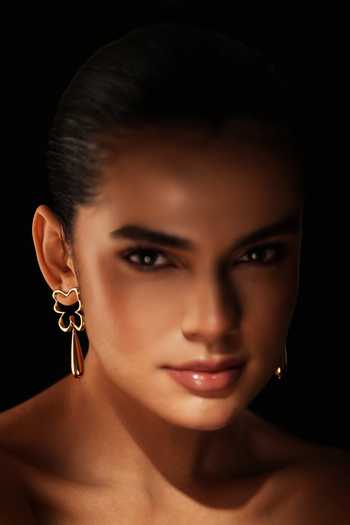 Varnika Arora_Gold Plated Bloom Tear Earrings _Online_at_Aza_Fashions
