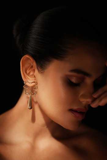 Buy_Varnika Arora_Gold Plated Bloom Tear Earrings _Online_at_Aza_Fashions
