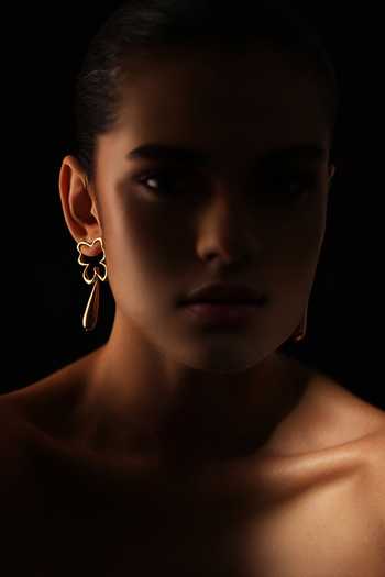 Shop_Varnika Arora_Gold Plated Bloom Tear Earrings _Online_at_Aza_Fashions