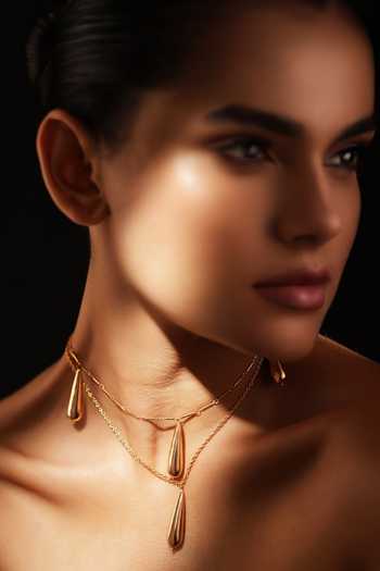 Buy_Varnika Arora_Gold Plated Dewdrop Layered Necklace _Online_at_Aza_Fashions
