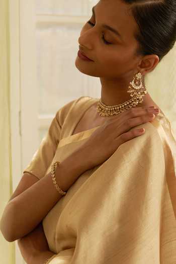 Five Point Five Beige Tussar Amoha Saree With Running Blouse Online at Aza Fashions Five Point Five_Beige Tussar Amoha Saree With Running Blouse _Online_at_Aza_Fashions