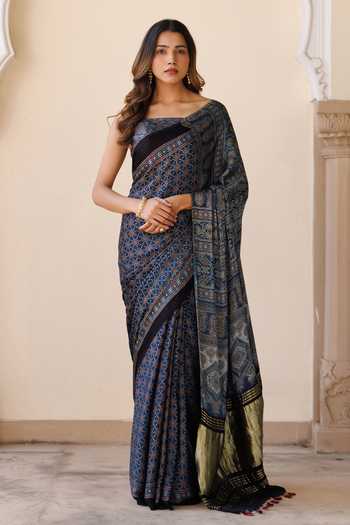 Geroo Jaipur Ajrakh Print Saree Set 