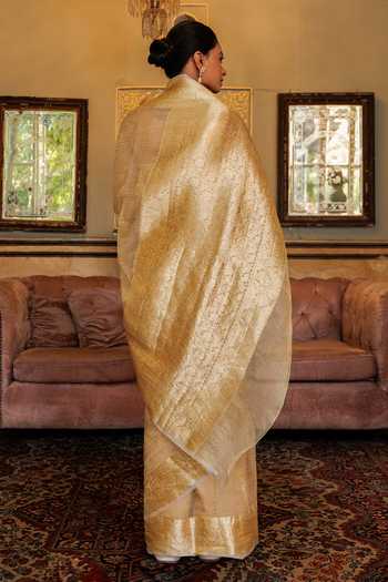 Geroo Jaipur Banarasi Tissue Saree Set 