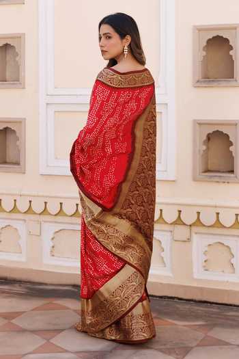 Geroo Jaipur Bandhani Gajji Silk Saree Set 