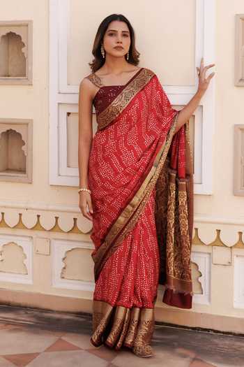 Geroo Jaipur Bandhani Gajji Silk Saree Set 