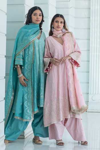Shop Monk & Mei By Sonia Anand Blue Georgette Melody Chikankari Kurta Salwar Set Online at Aza Fashions Shop_Monk & Mei By Sonia Anand_Blue Georgette Melody Chikankari Kurta Salwar Set _Online_at_Aza_Fashions