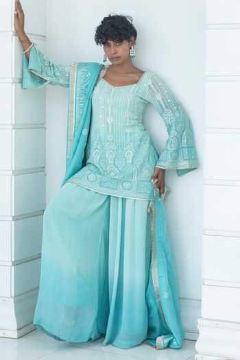 Monk & Mei By Sonia Anand June Ombre Chikankari Kurta Palazzo Set