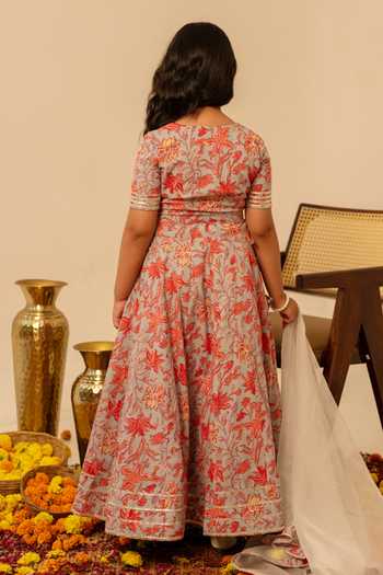 Pomcha Jaipur Floral Print Lehenga Set 