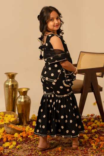 Pomcha Jaipur Block Print Kurta Sharara Set 