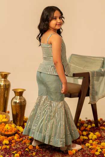 Buy_Pomcha Jaipur_Blue Gota Patti Work Kurta Set 