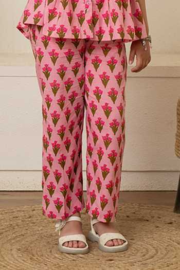 Buy Pomcha Jaipur Pink Cotton Candy Blossom Print Top And Pant Buy_Pomcha Jaipur_Pink Cotton Candy Blossom Print Top And Pant