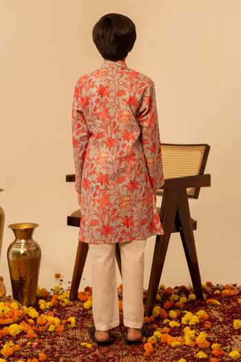 Pomcha Jaipur Cotton Block Print Kurta Set 