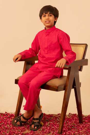 Buy Pomcha Jaipur Pink Organza, Cotton Kurta And Pant Set Buy_Pomcha Jaipur_Pink Organza, Cotton Kurta And Pant Set