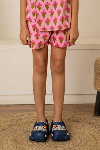 Buy_Pomcha Jaipur_Pink Cotton Hand Block Print Shirt And Shorts _Online_at_Aza_Fashions