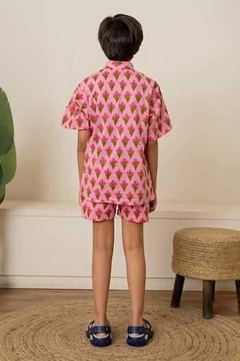 Pomcha Jaipur Hand Block Print Shirt & Shorts 