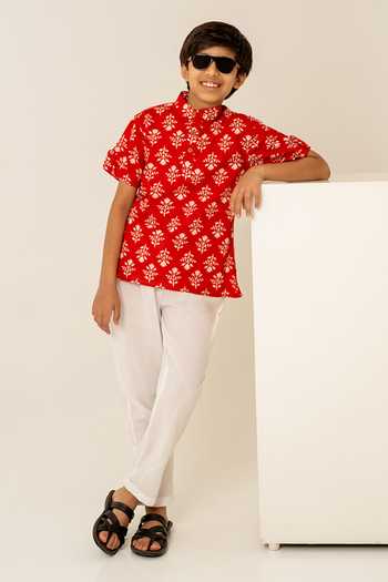 Pomcha Jaipur Cotton Print Shirt With Pant 