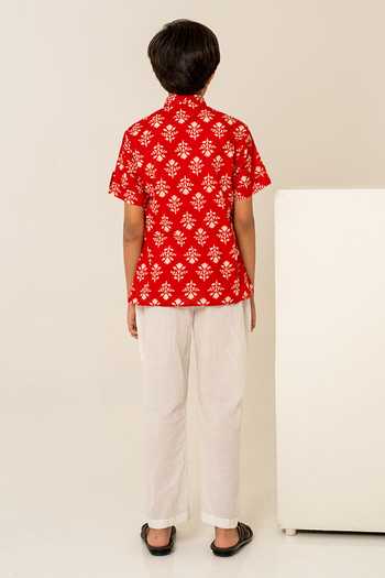 Pomcha Jaipur Cotton Print Shirt With Pant 