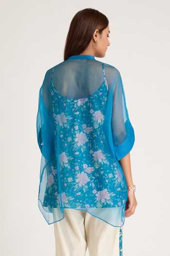 Priya Chaudhary Organza Shirt With Printed Slip Top