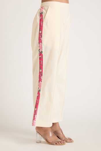 Priya Chaudhary Magenta Organza, Cotton, Rayon Mandarin Collar Sheer Shirt And Pant Set Online at Aza Fashions Priya Chaudhary_Magenta Organza, Cotton, Rayon Mandarin Collar Sheer Shirt And Pant Set _Online_at_Aza_Fashions