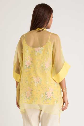 Priya Chaudhary Organza Sheer Top & Printed Slip Set