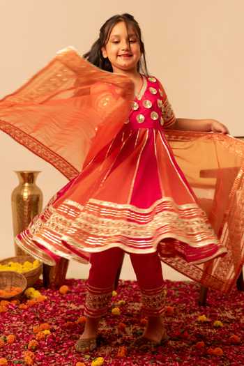 Shop Pomcha Jaipur Orange Organza Embroidered Anarkali Set Online at Aza Fashions Shop_Pomcha Jaipur_Orange Organza Embroidered Anarkali Set _Online_at_Aza_Fashions