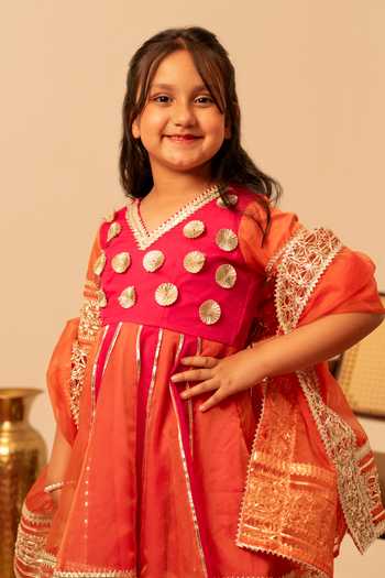 Pomcha Jaipur Orange Organza Embroidered Anarkali Set at Aza Fashions Pomcha Jaipur_Orange Organza Embroidered Anarkali Set _at_Aza_Fashions