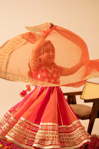 Buy Pomcha Jaipur Orange Organza Embroidered Anarkali Set Buy_Pomcha Jaipur_Orange Organza Embroidered Anarkali Set