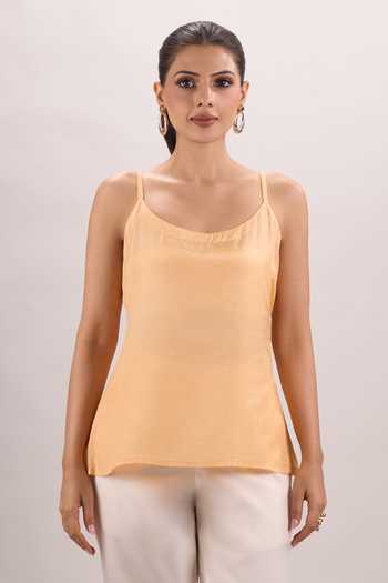 Buy_Naintara Bajaj_White Cotton, Organza, Silk Scoop Golden Sunrise Embroidered Shirt And Pant Set 