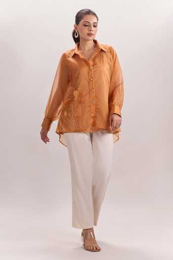Naintara Bajaj Floral 3D Embroidered Shirt & Pant Set