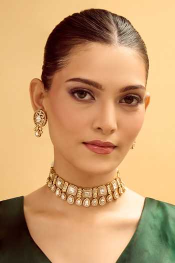 Nazaakat By Samara Singh Gold Plated Necklace & Earring Set 
