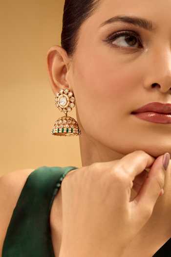 Buy Nazaakat By Samara Singh White Stones, Beads Gold Plated Jhumka Earrings Online at Aza Fashions Buy_Nazaakat By Samara Singh_White Stones, Beads Gold Plated Jhumka Earrings _Online_at_Aza_Fashions