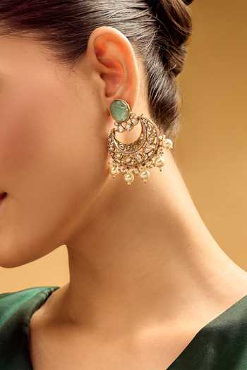 Buy Nazaakat By Samara Singh White Pearls, Stones Chandbali Earrings With Drops Online at Aza Fashions Buy_Nazaakat By Samara Singh_White Pearls, Stones Chandbali Earrings With Drops _Online_at_Aza_Fashions
